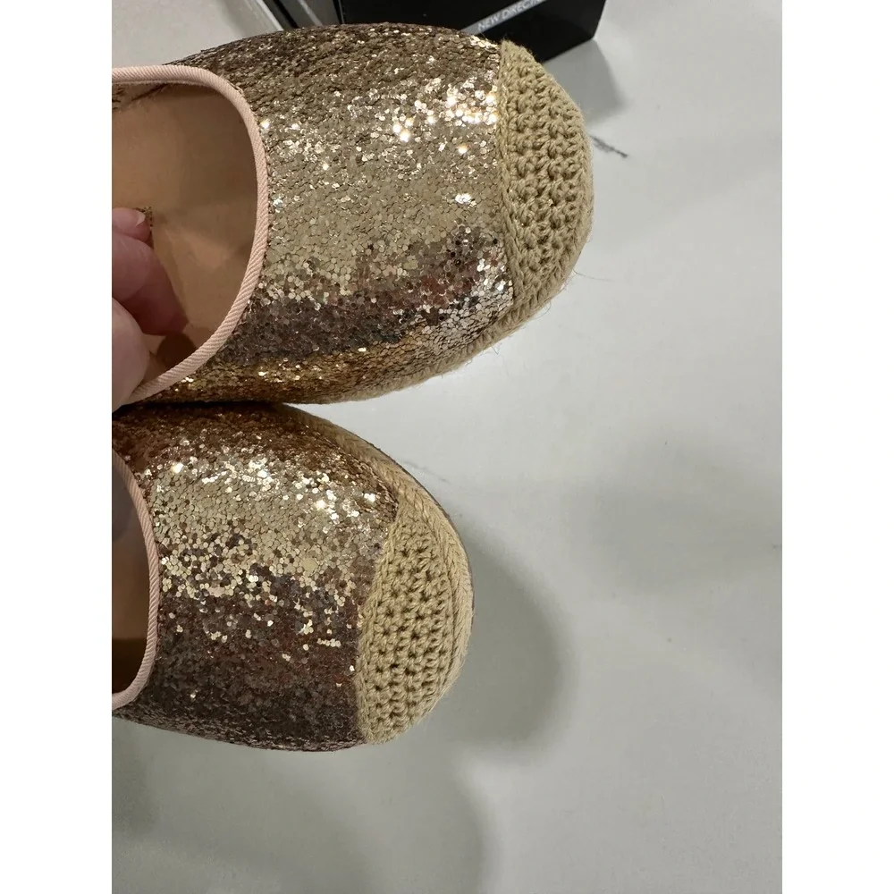 New‎ Directions Tacoma Gold Glitter Espadrille Flats Womens 10 Round Toe Slip On